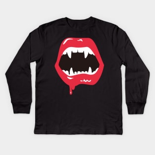 Vampire Teeth Halloween Kids Long Sleeve T-Shirt